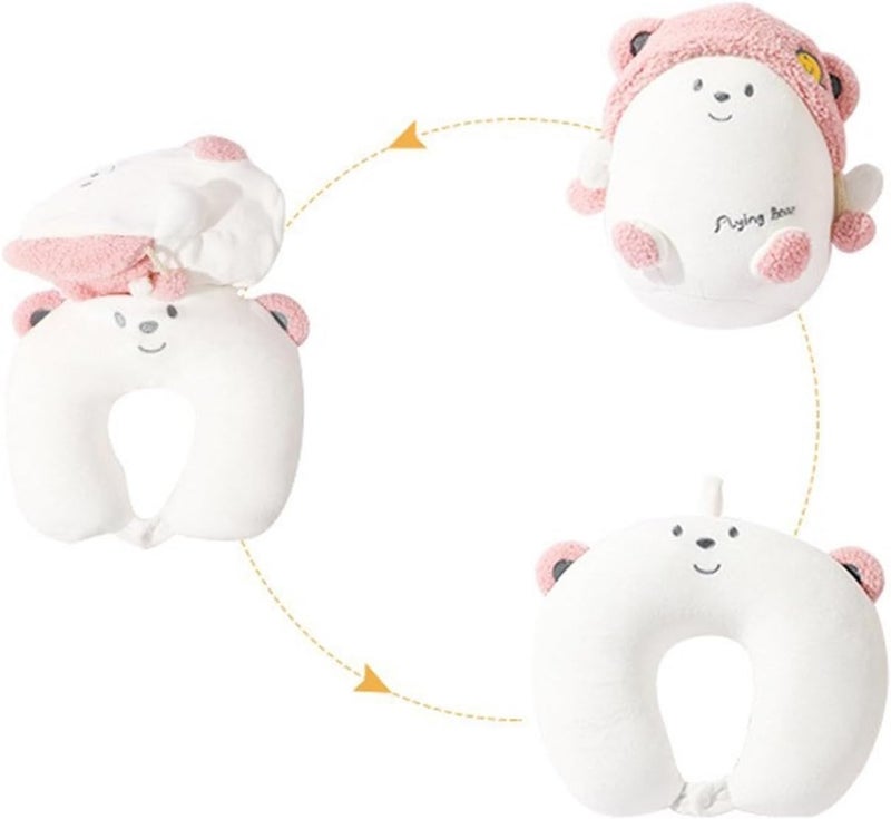 2-in-1 deformed children's travel neck pillow, cute animal-shaped soft U-shaped pillow - Image 5