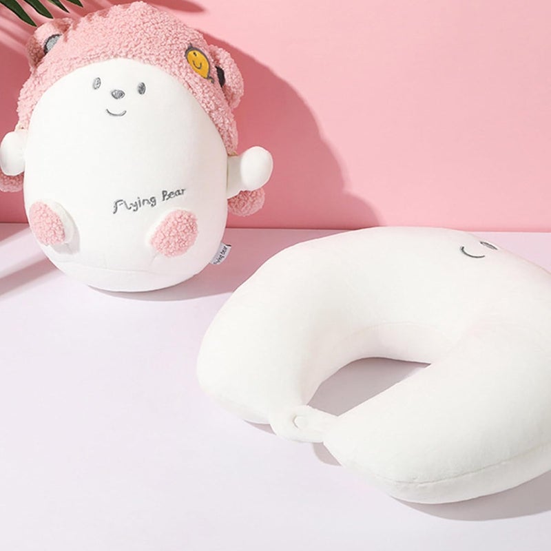2-in-1 deformed children's travel neck pillow, cute animal-shaped soft U-shaped pillow - Image 2