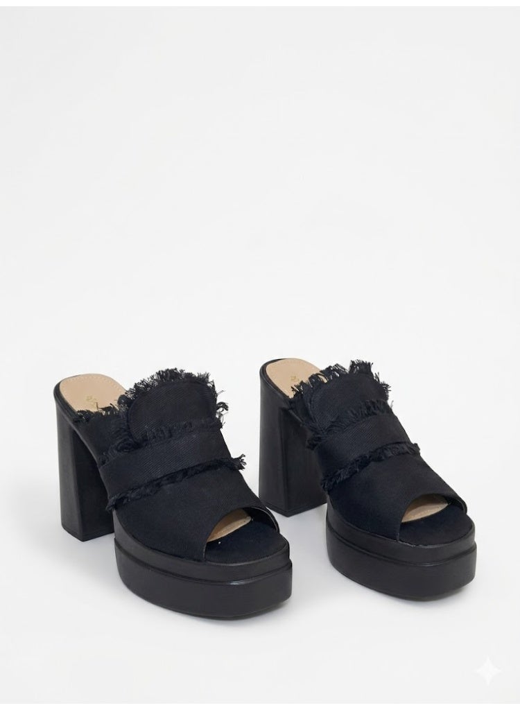 لايف ستيلاش  شبشب بكعب عالٍ جينزأنيق X-12 - أسود - Image 2