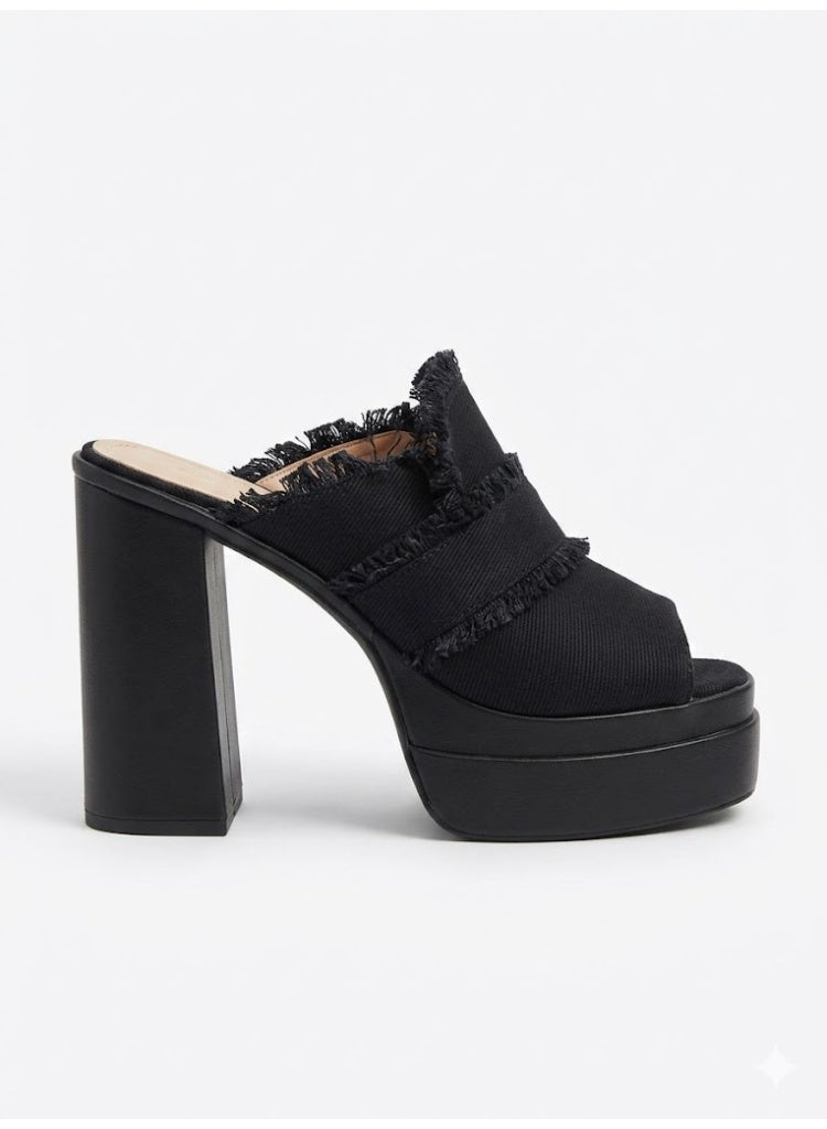 لايف ستيلاش  شبشب بكعب عالٍ جينزأنيق X-12 - أسود - Image 3