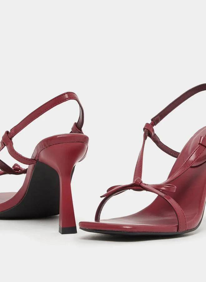 Styli Ribbon Detail High Kitten Heel Sandals
