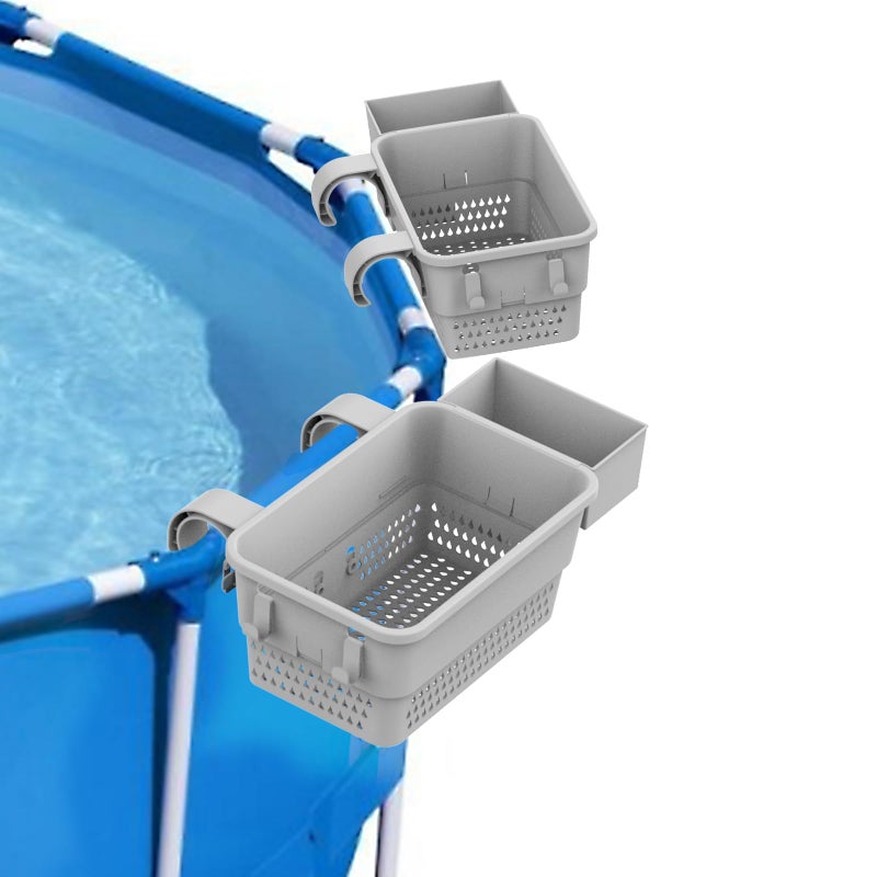 GLIESE POWER GLIESE POWER Poolside Storage Basket for Above Ground Pool Accessories, Pool Basket with Cup Holder, Fit for Most above  - Image 1