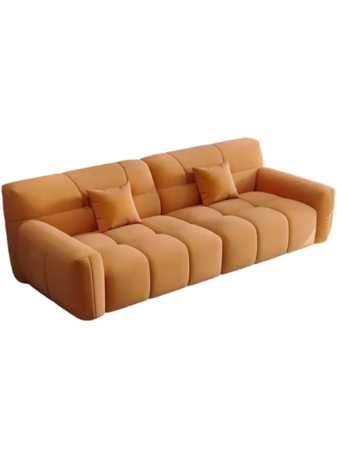 Poppins Home Comfortable 3-Seater Marshmallow Fabric Sofa for Living Rooms, Offices, and Home Space (Orange)  - Image 3