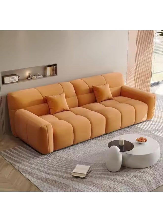 Poppins Home Comfortable 3-Seater Marshmallow Fabric Sofa for Living Rooms, Offices, and Home Space (Orange)  - Image 1