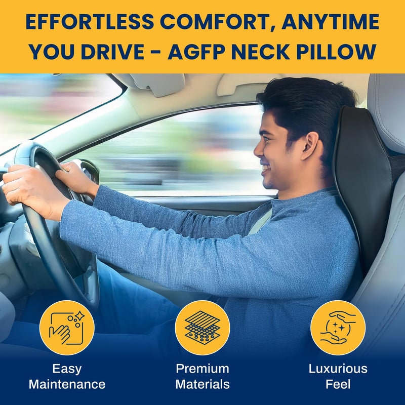 AGFP ® Car Seat Headrest Neck Rest Cushion, Car Neck Pillow Durable 100% Pure Memory Foam Neck Pillow with Breathable Removable Cover Washable Comfortable Ergonomic & Neck Pain Relief - Image 2