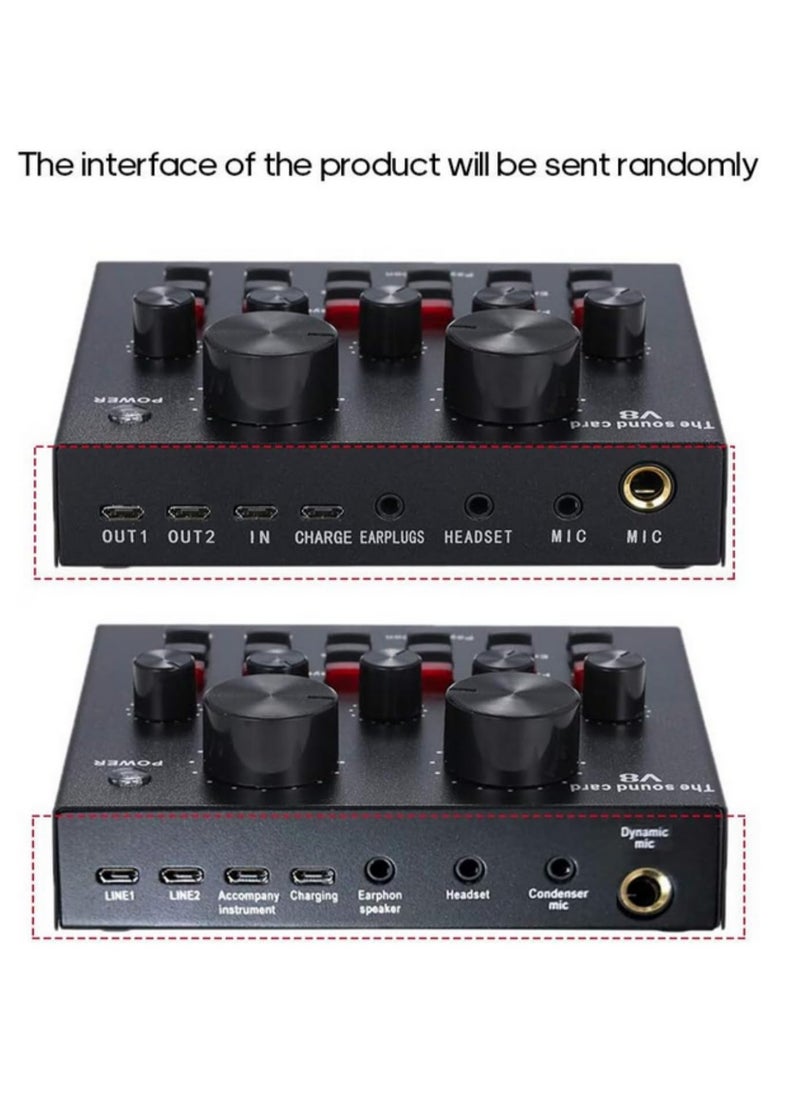 V8 USB Sound Card 112 Electric Sounds 18 Sound Effects 6 Modes External Audio Mixer with Bluetooth, Reverb & EQ Adjustments for Live Streaming, Karaoke, Recording for Headset/Microphone  - Image 3