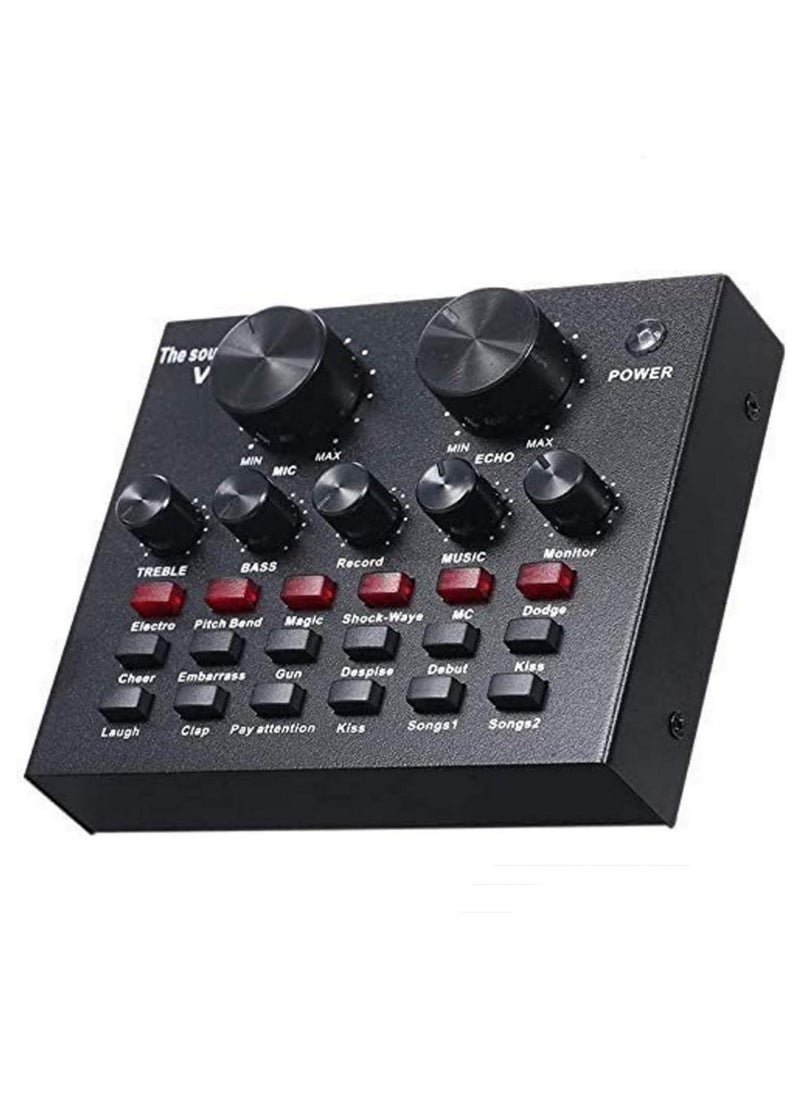 V8 USB Sound Card 112 Electric Sounds 18 Sound Effects 6 Modes External Audio Mixer with Bluetooth, Reverb & EQ Adjustments for Live Streaming, Karaoke, Recording for Headset/Microphone  - Image 2