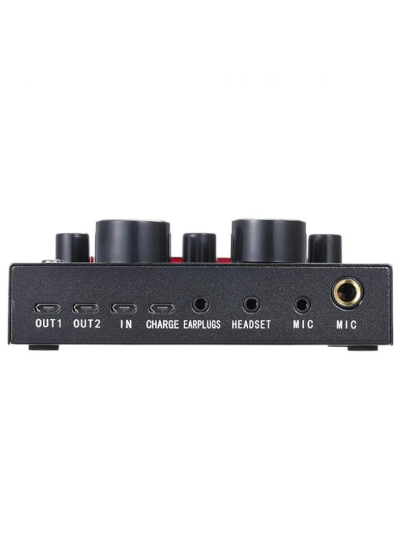 V8 USB Sound Card 112 Electric Sounds 18 Sound Effects 6 Modes External Audio Mixer with Bluetooth, Reverb & EQ Adjustments for Live Streaming, Karaoke, Recording for Headset/Microphone