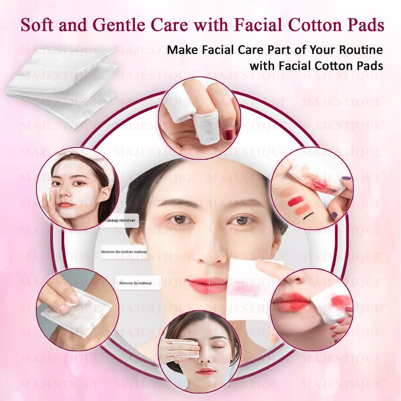MAJESTIQUE Majestique Cotton Pads for Face Makeup Removal 100 Soft Square 3Layered Pads Makeup Remover Wipes for Cleansing Skin  Nail Polish Remover  Pack of 2 200 - Image 4