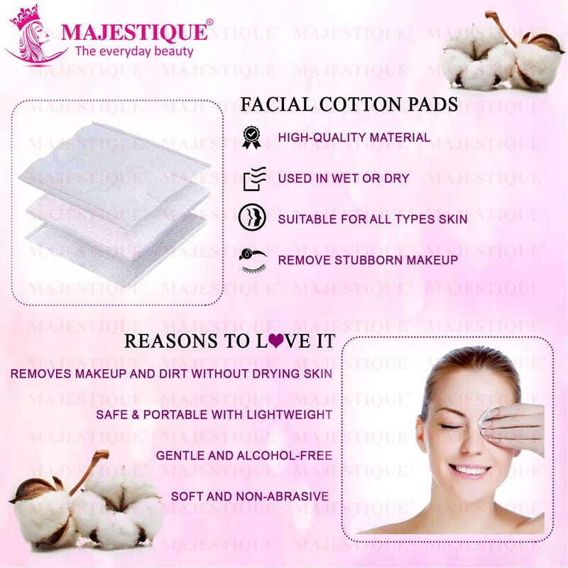 MAJESTIQUE Majestique Cotton Pads for Face Makeup Removal 100 Soft Square 3Layered Pads Makeup Remover Wipes for Cleansing Skin  Nail Polish Remover  Pack of 2 200 - Image 3