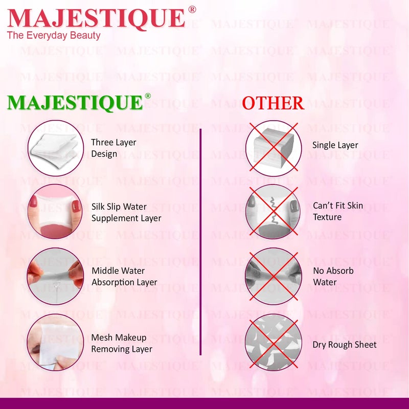 MAJESTIQUE Majestique Cotton Pads for Face Makeup Removal 100 Soft Square 3Layered Pads Makeup Remover Wipes for Cleansing Skin  Nail Polish Remover  Pack of 2 200 - Image 5