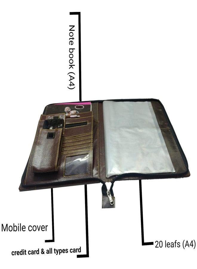Pareek A4 Size with Mobile Cover Pocket & Lots More Handle Faux Leather Bag for Loose documents Size (A4) 20 Leafs (Brown) - Image 5