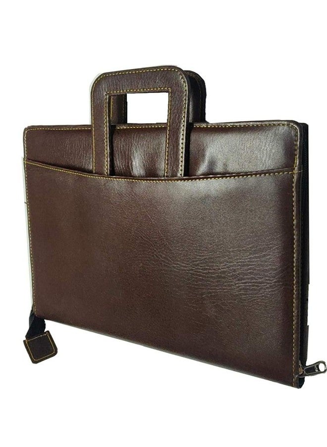 Pareek A4 Size with Mobile Cover Pocket & Lots More Handle Faux Leather Bag for Loose documents Size (A4) 20 Leafs (Brown) - Image 2