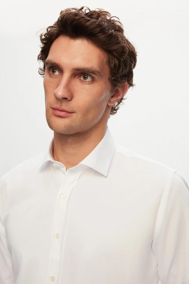 D'S DAMAT D'S Groom Ds Groom Slim Fit White Plain Nano Care Shirt