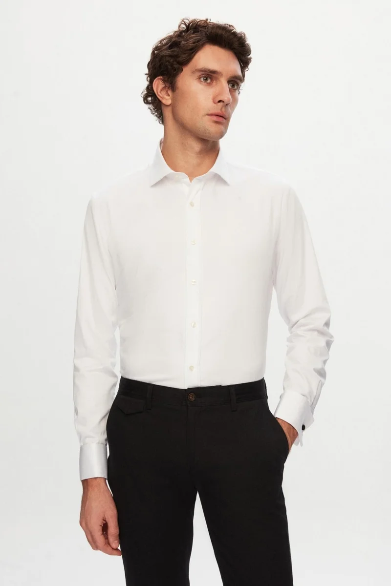 D'S DAMAT D'S Groom Ds Groom Slim Fit White Plain Nano Care Shirt