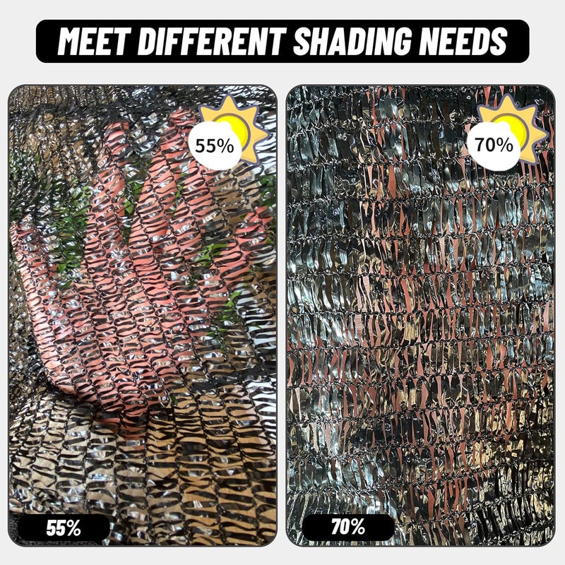Cool Area منطقة كول 70% قماش تظليل شمسي شبكي مع حلقات معدنية لتغطية النباتات 6×8 قدم مظلة فناء برجولة حديقة دفيئة مرآب سيارات بيت كلاب أسود - Image 4
