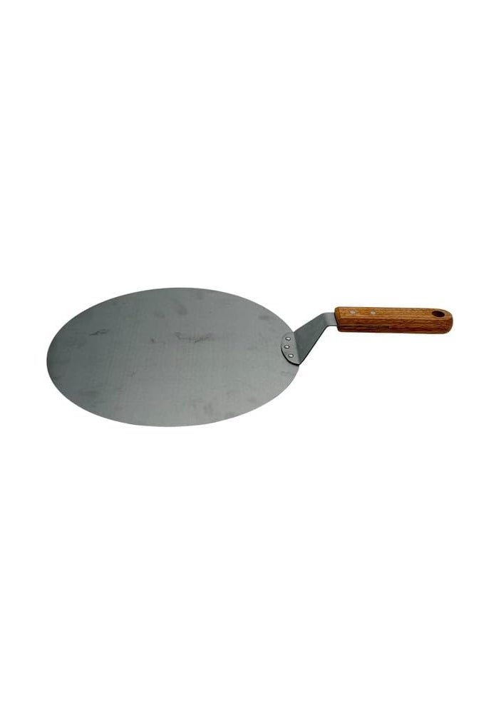 B&D Stainless Steel Pizza Peel with Wooden Handle - Large Round Metal Pizza Paddle for Baking and Serving - Image 2