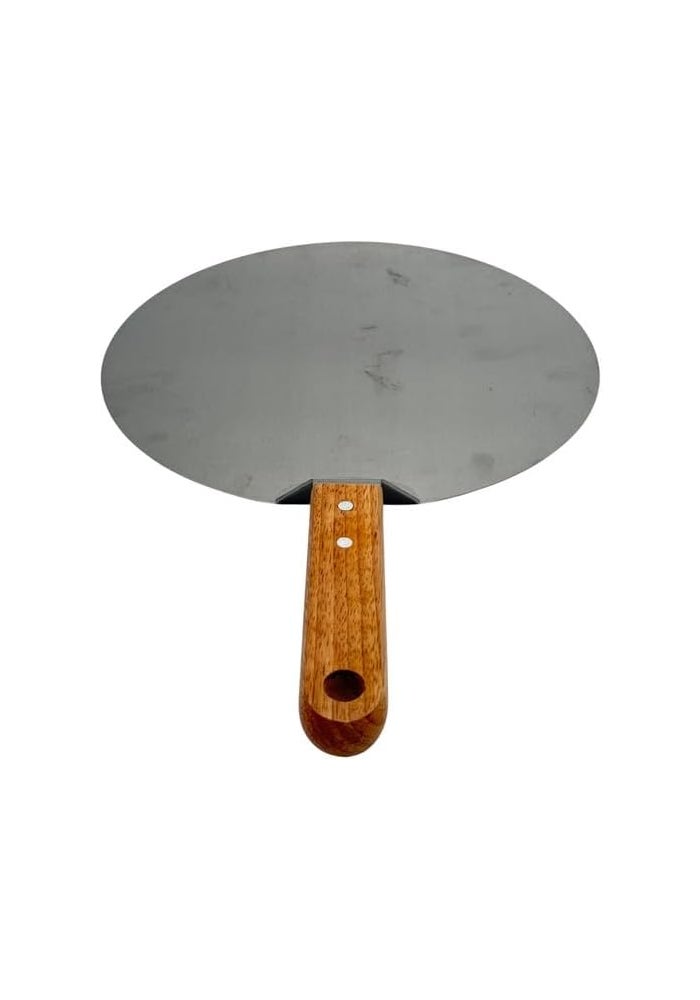 B&D Stainless Steel Pizza Peel with Wooden Handle - Large Round Metal Pizza Paddle for Baking and Serving - Image 4