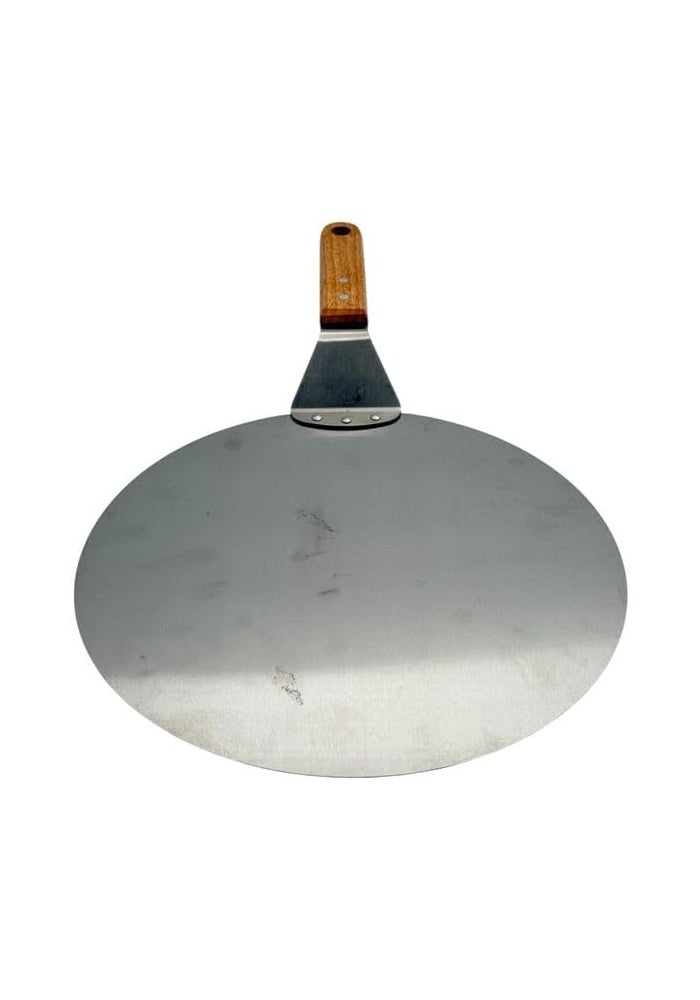 B&D Stainless Steel Pizza Peel with Wooden Handle - Large Round Metal Pizza Paddle for Baking and Serving - Image 3