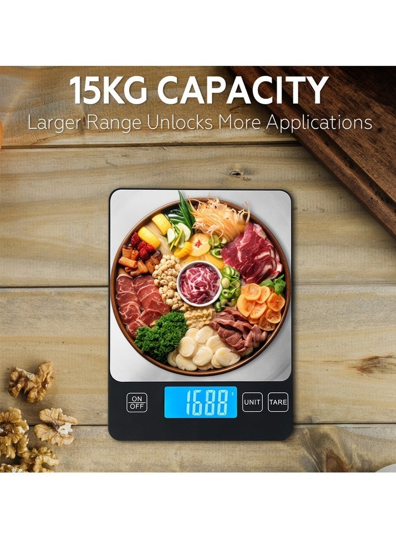 Arabest 10kg Digital Kitchen Scale Rechargeable with USB Type C Charging & LCD Display, 304 Stainless Steel Weight Food Scale Ounces Grams for Kitchen Cooking Baking Meal Prep - Image 5