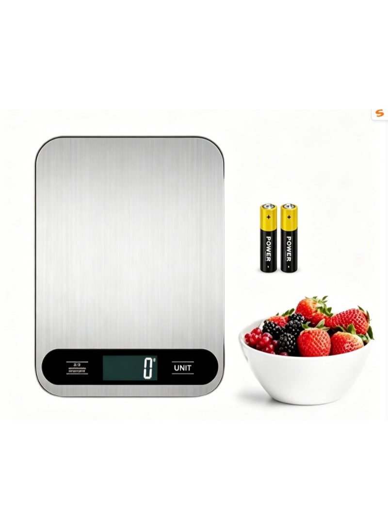 Arabest 10kg Digital Kitchen Scale Rechargeable with USB Type C Charging & LCD Display, 304 Stainless Steel Weight Food Scale Ounces Grams for Kitchen Cooking Baking Meal Prep - Image 1