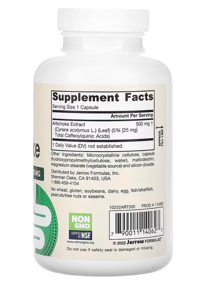 jarrow formulas Artichoke 500 mg 180 Veggie Capsules  - Image 2