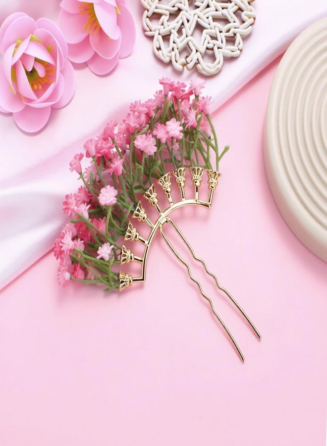 MAYCREATE® Hair Bun for Women Pink Flower Hair Pins Sweetly Gypsophila Vintage Floral Headpiece Elegant Bridal Wedding Hair Accessories for Bride, Prom, Party - Image 4