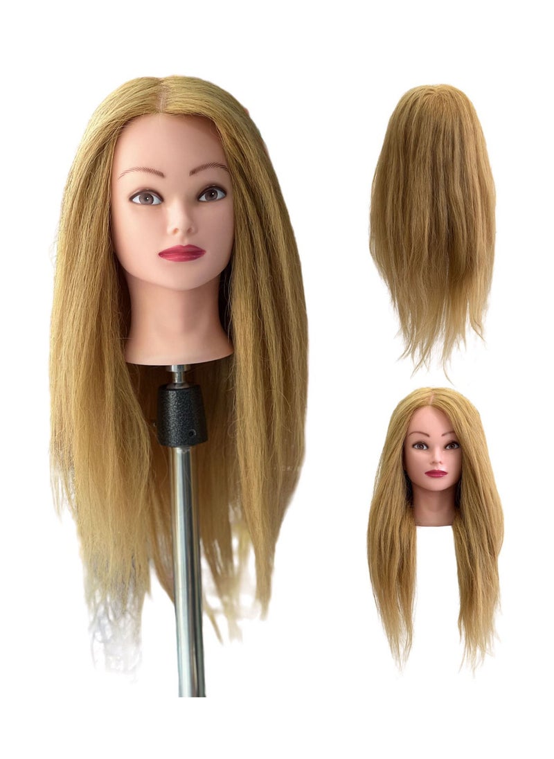 globalstar Globalstar Mannequin Training Head With 100% 24 inches Human Hair Blonde Color HJ-102  - Image 1