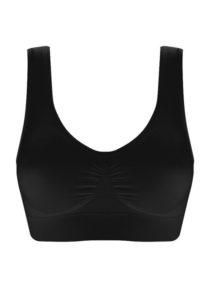 AROAQ Women Sports Bra, Fitness Sports Yoga Bra with Removable Padding,  Double-layer Seamless  Sports Bra without Rims, Comfortable Soft Bra for Workouts Running Yoga Trainings, (Size XL, Black)  - Image 1