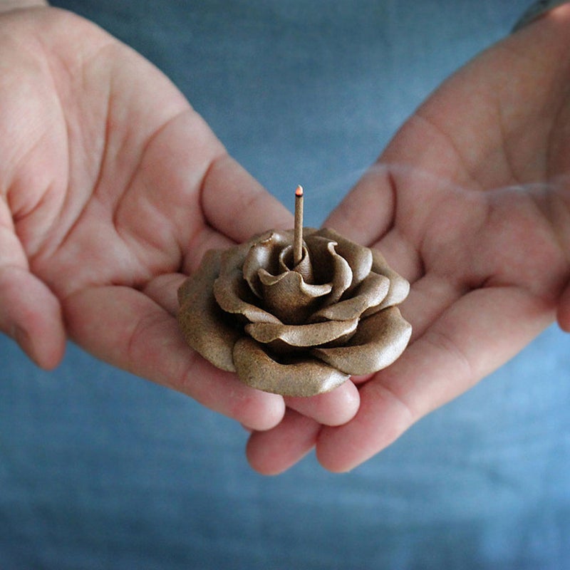 1PC Compact -stick Censer Decor Elegant Chinese Rose Incense Burner (Coffee) - Image 1