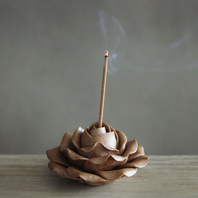 1PC Compact -stick Censer Decor Elegant Chinese Rose Incense Burner (Coffee) - Image 3