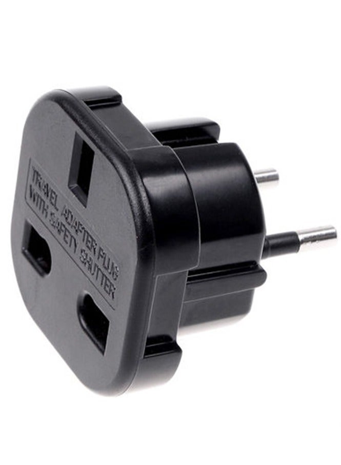 UK To EU AC Travel Plug Adapter Black - Image 3