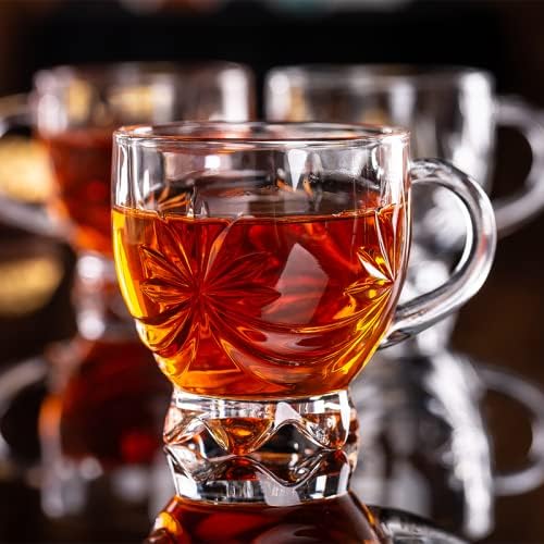 ZROY ENTERPRISE Premium Classic Glass Tea & Coffee Cup Set of 2-210 ML, for Transparent Espresso Cappuccino hot Chocolate, Milk Cup, Green Tea, Herbal Tea, Lemon Tea (Flower, 2) - Image 2