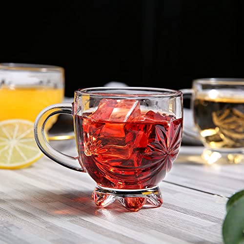 ZROY ENTERPRISE Premium Classic Glass Tea & Coffee Cup Set of 2-210 ML, for Transparent Espresso Cappuccino hot Chocolate, Milk Cup, Green Tea, Herbal Tea, Lemon Tea (Flower, 2) - Image 5