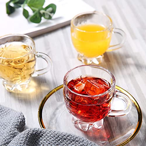 ZROY ENTERPRISE Premium Classic Glass Tea & Coffee Cup Set of 2-210 ML, for Transparent Espresso Cappuccino hot Chocolate, Milk Cup, Green Tea, Herbal Tea, Lemon Tea (Flower, 2) - Image 3