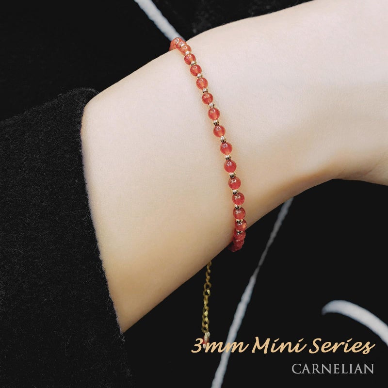 Morchic 3mm Red Carnelian Tiny Beads Bracelet for Women, Adjustable 7.1" Dainty Handmade Energy Gem Jewelry, Birthday Gift - Image 4