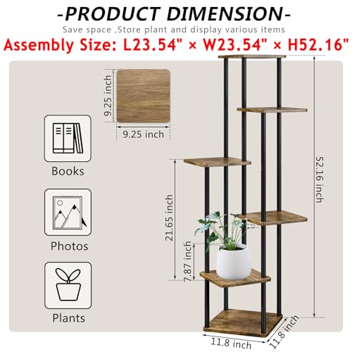 AZERPIAN Plant Stand 6 Tier Indoor Metal Flower Shelf for Multiple Plants Corner Tall Flower Holders for Patio Garden Living Room Balcony Bedroom, Black - Image 4
