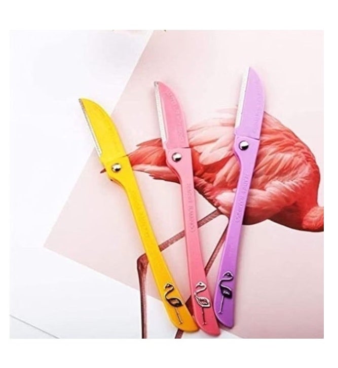 Feather-Flamingo Original Japanese Feather Flamingo-S razors for facial, body, and eyebrow hair removal, 3-piece foldable set with skin protection guard | Original non-slip women's razor and trimmer - Skincare and beauty essentials - Image 3