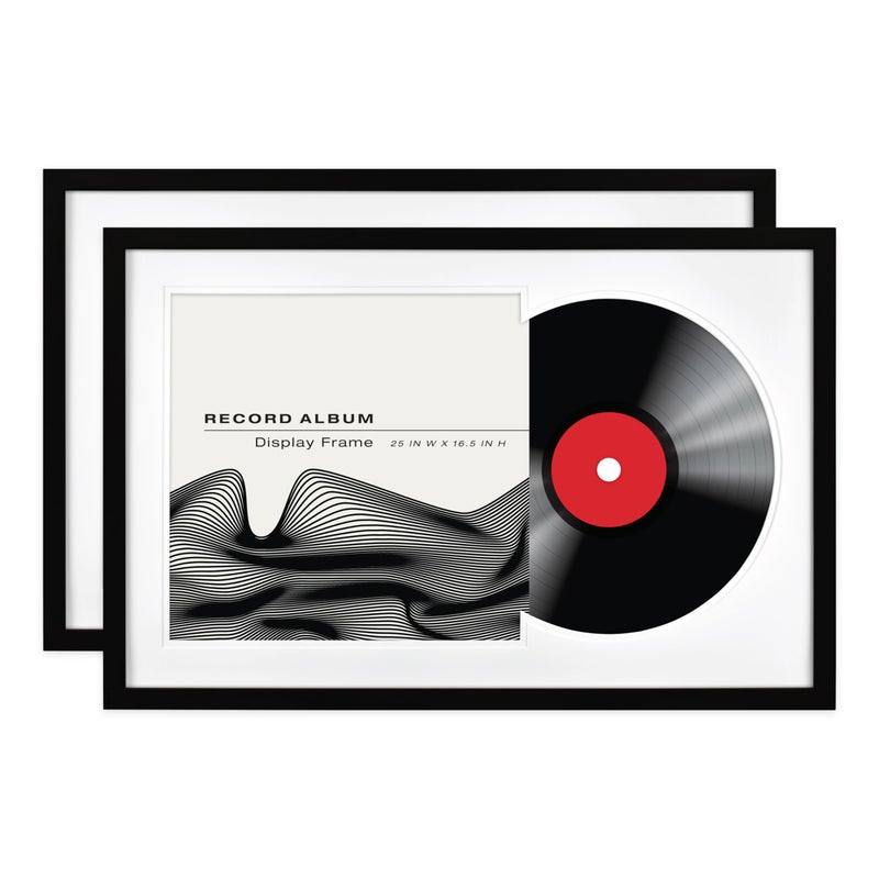 MCS Double Matte Record Album Frame, 16.5x25 Record Frame, Black Frame for LP Vinyl Record & Jacket Display (2-Pack) - Image 1