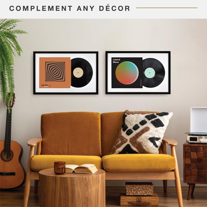 MCS Double Matte Record Album Frame, 16.5x25 Record Frame, Black Frame for LP Vinyl Record & Jacket Display (2-Pack) - Image 2
