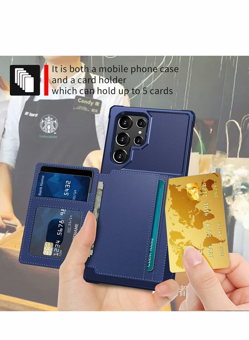SYOSI Case for Samsung S22 Ultra Wallet 2Cards Shock Resistant Soft TPU +Hard PC Double Layers Protection Galaxy 6.8 inch 2022 Blue - Image 2