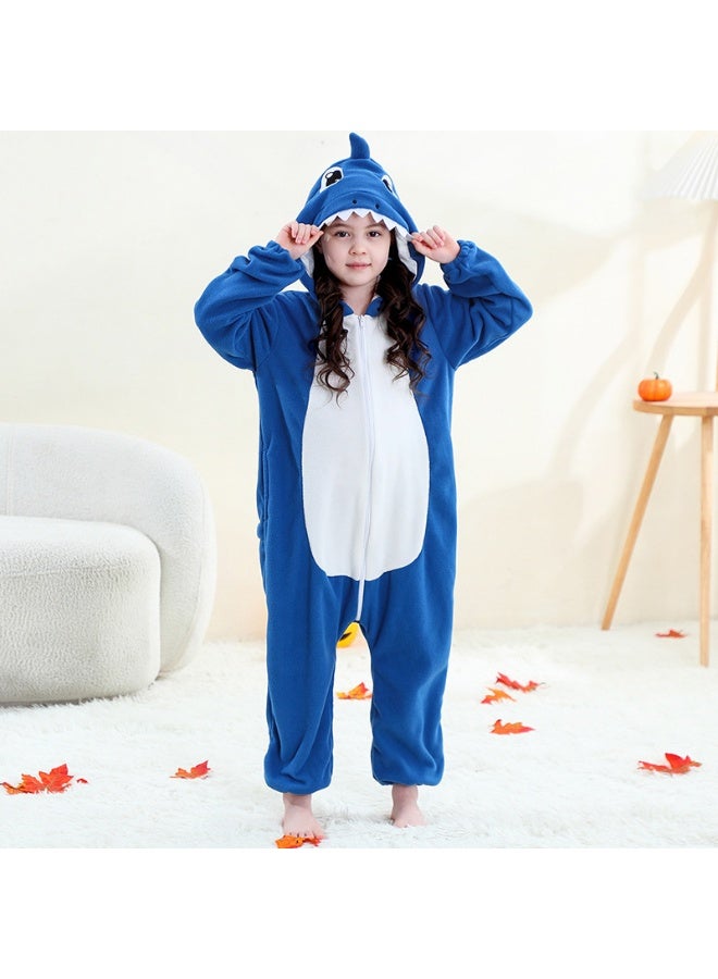Halloween Cartoon Animal Cosplay Costume Homewear Zipper Hooded Dinosaur Shark Jumpsuit Pajamas for Kids Women Unisex Clothes - Image 1