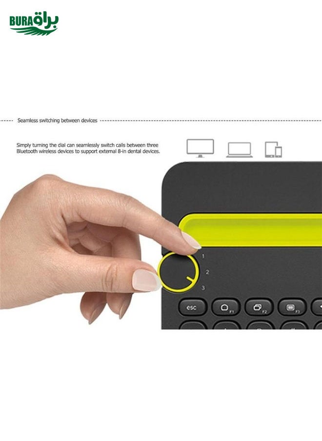 براق - Logitech K480 Multi-Device Bluetooth 3.0 لوحة مفاتيح Bluetooth اللاسلكية مع حامل (أبيض) - Image 1