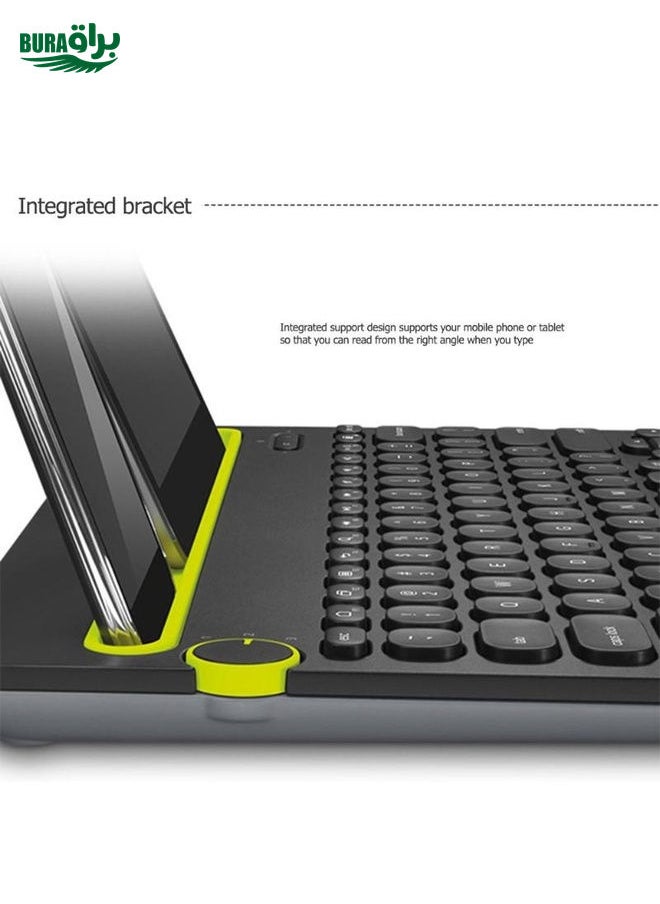 براق - Logitech K480 Multi-Device Bluetooth 3.0 لوحة مفاتيح Bluetooth اللاسلكية مع حامل (أبيض) - Image 1