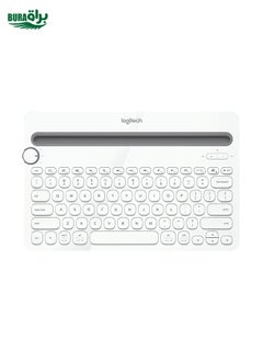 Logitech K480 Multi-Device Bluetooth 3.0 لوحة مفاتيح Bluetooth اللاسلكية مع حامل (أبيض)