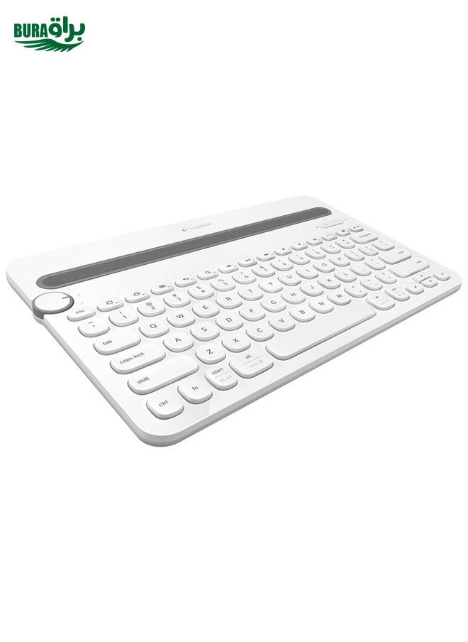 براق - Logitech K480 Multi-Device Bluetooth 3.0 لوحة مفاتيح Bluetooth اللاسلكية مع حامل (أبيض) - Image 1