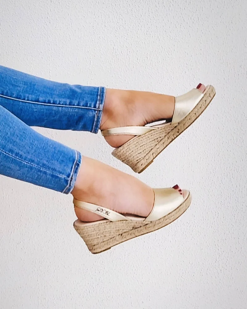 Shoeq Champagne Classic Espadrille Wedge for Women | Best Price UAE