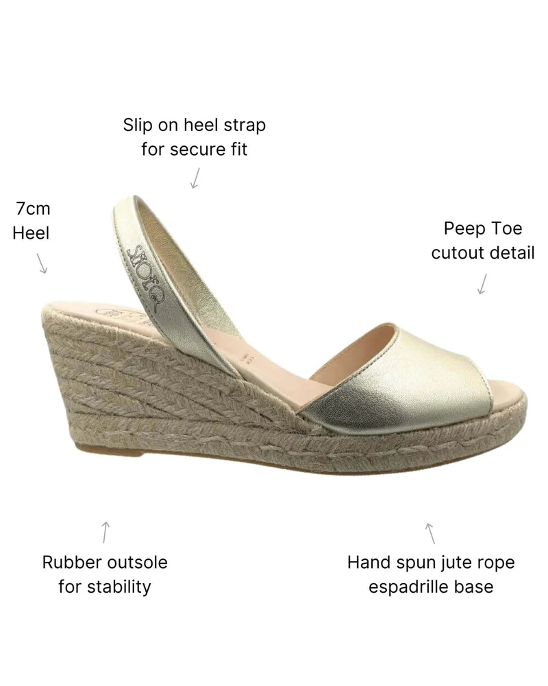 Shoeq Champagne Classic Espadrille Wedge for Women | Best Price UAE