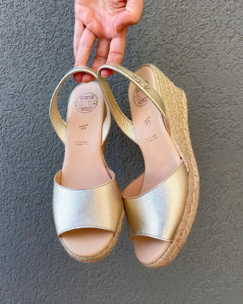 Shoeq Champagne Classic Espadrille Wedge for Women | Best Price UAE