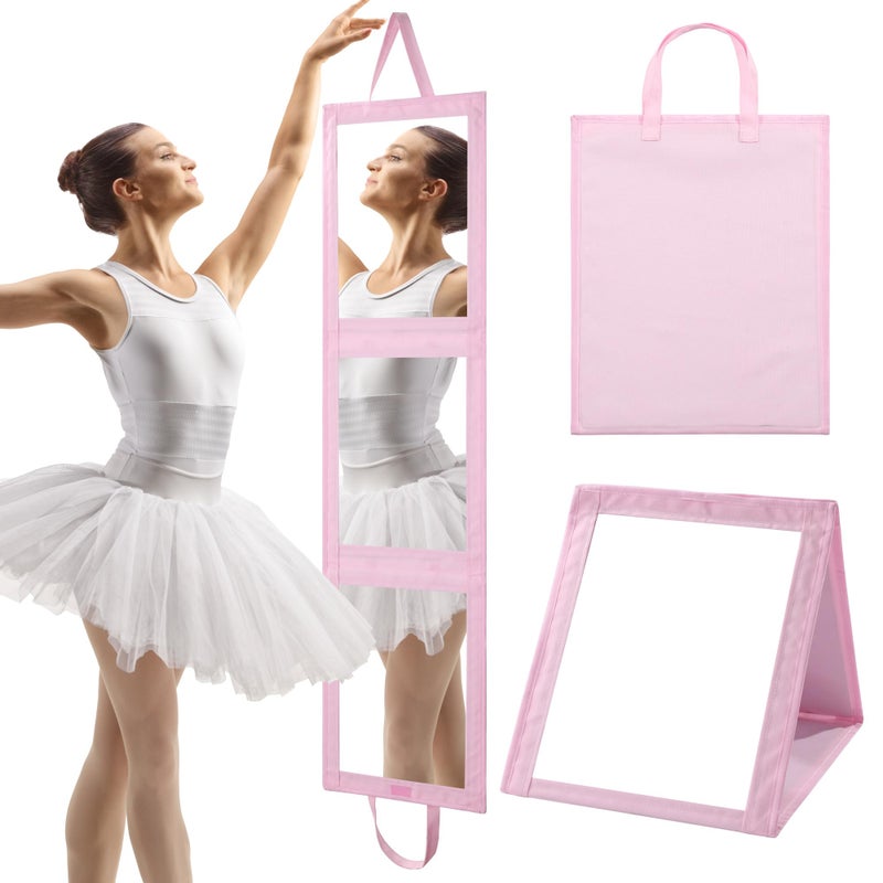 ROYALAY Foldable Full Length Mirror with Handle 47 13in Portable Travel Backstage Mirror Pink